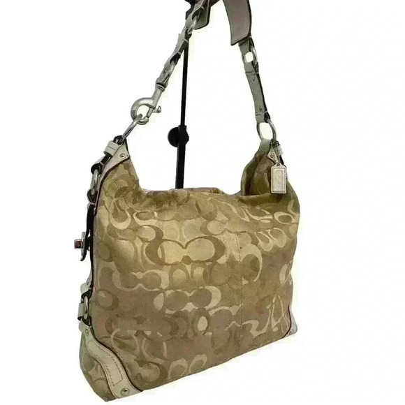 Coach Vintage Signature Handbag Shoulder Bag Tan and Beige - Picture 6 of 11